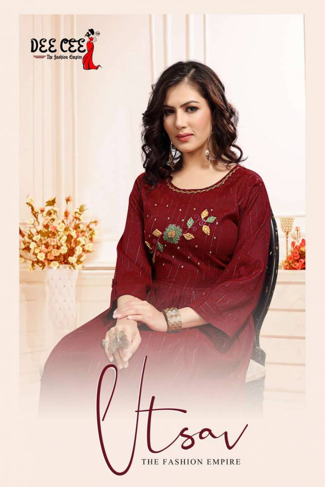 Utsav Dee Cee New Ethnic Wear Designer Rayon Anarkali Kurti Collection 